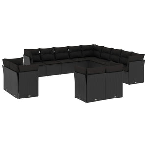 Set Divani da Giardino 13pz con Cuscini Nero in Polyrattancod mxl 88391