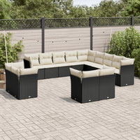 Set Divani da Giardino 13pz con Cuscini Nero in Polyrattan 3218546