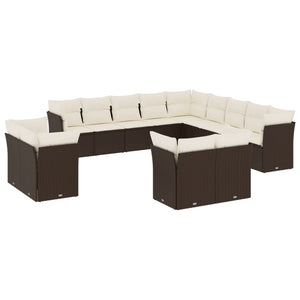 Set Divani da Giardino 13 pz con Cuscini Marrone in Polyrattan 3218553