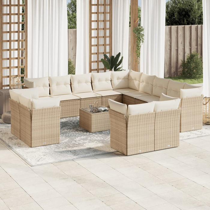 Set Divani da Giardino 14pz con Cuscini in Polyrattan Beigecod mxl 87555