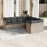 Set Divano da Giardino 8 pz con Cuscini Grigio in Polyrattan 3218590