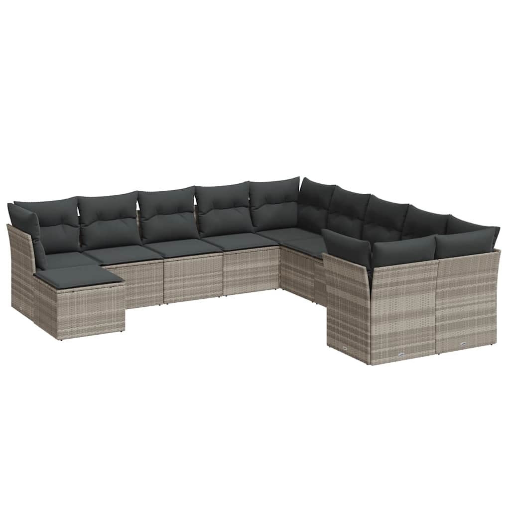 Set Divani da Giardino 11 pz con Cuscini in Polyrattan Grigio 3218612