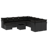 Set Divani da Giardino 12 pz con Cuscini Nero in Polyrattan 3218615