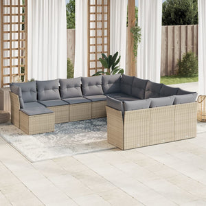 Set Divani da Giardino 12 pz con Cuscini Beige in Polyrattan 3218629