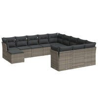 Set Divani da Giardino 12 pz con Cuscini Grigio in Polyrattan 3218630