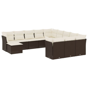 Set Divani da Giardino 12 pz con Cuscini Marrone in Polyrattan 3218633