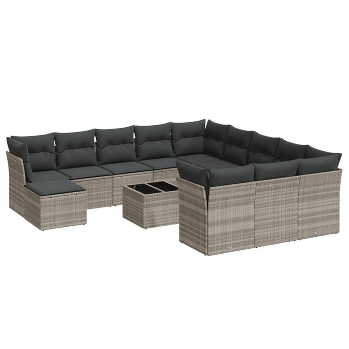 Set Divani Giardino 13 pz con Cuscini Grigio Chiaro Polyrattan 3218642