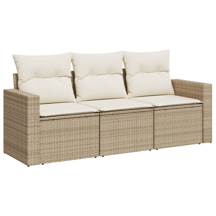 Set Divano da Giardino 3 pz con Cuscini Beige in Polyrattan 3218648