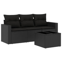 Set Divani da Giardino 4 pz con Cuscini Nero in Polyrattan 3218655