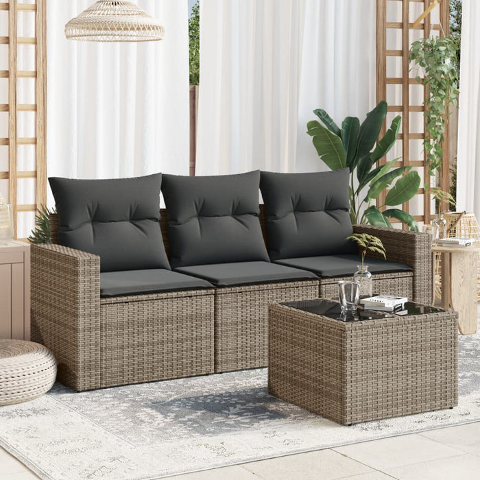 Set Divani da Giardino 4 pz con Cuscini in Polyrattan Grigiocod mxl 87481