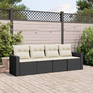 Set Divani da Giardino 4 pz con Cuscini Nero in Polyrattan 3218666