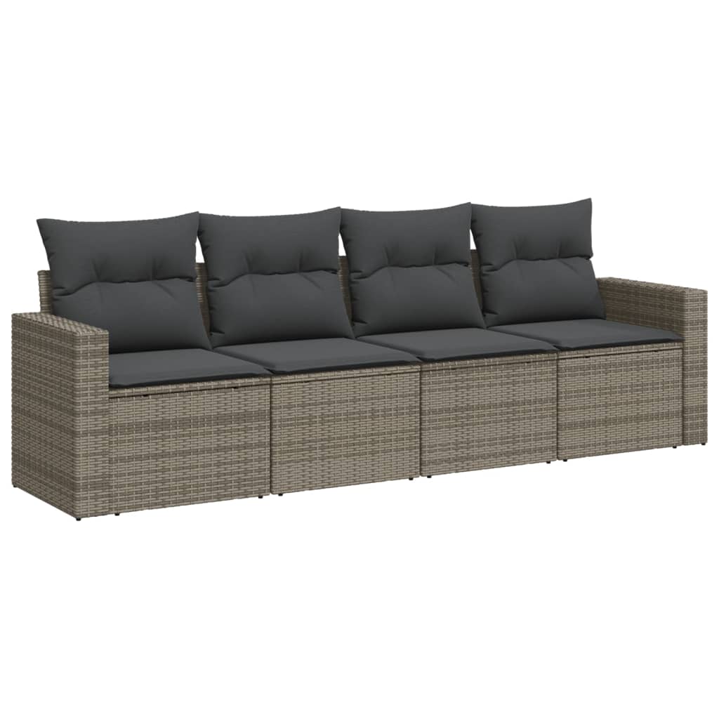 Set Divani da Giardino 4 pz con Cuscini in Polyrattan Grigio 3218670