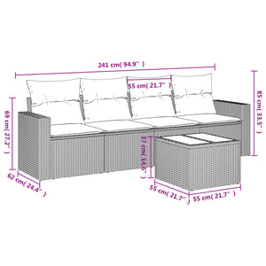 Set Divani da Giardino 5 pz con Cuscini in Polyrattan Nero 3218675