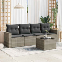 Set Divano da Giardino 5pz con Cuscini Grigio Chiaro Polyrattan 3218682