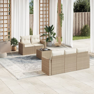 Set Divano da Giardino 6 pz con Cuscini Beige in Polyrattancod mxl 90020