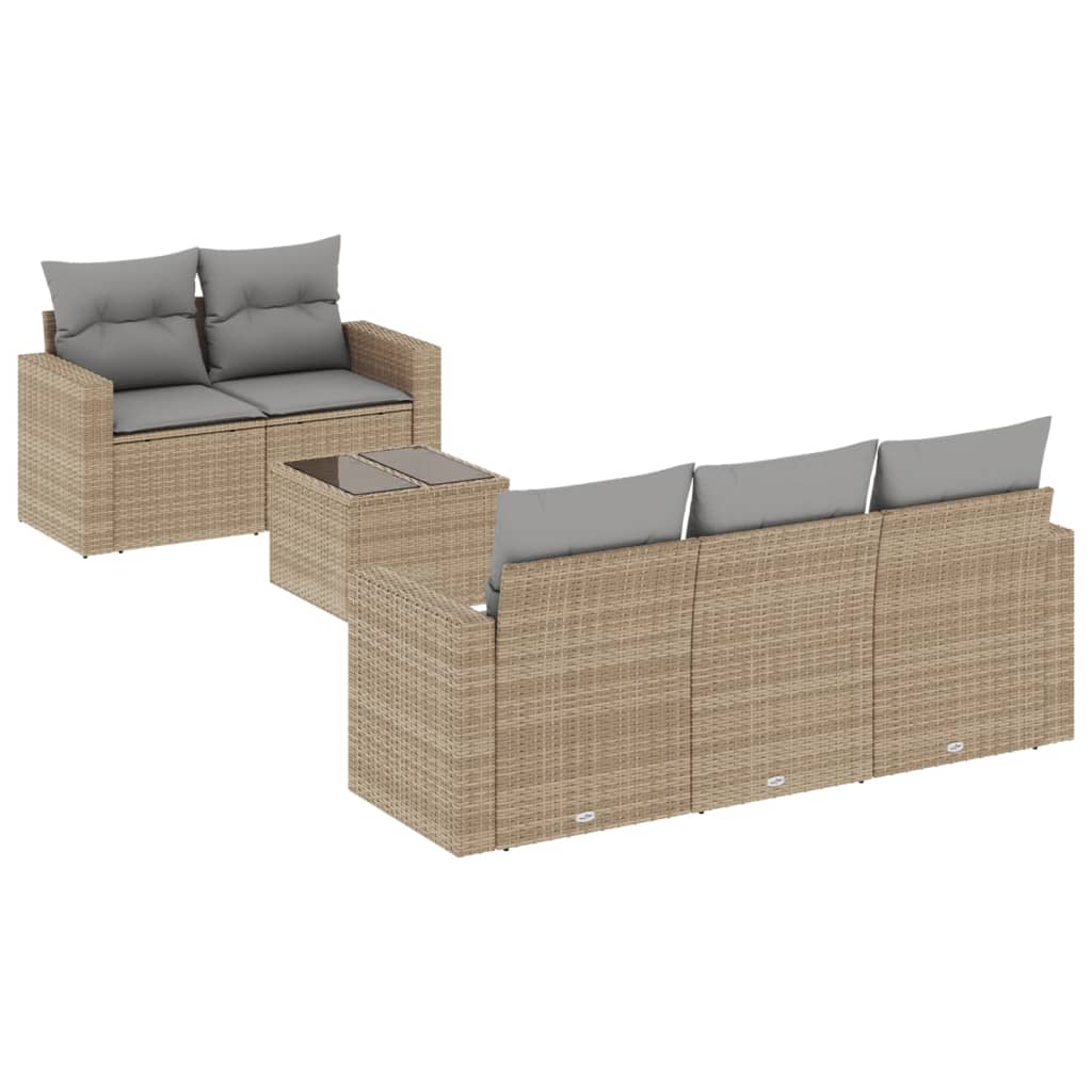 Set Divano da Giardino 6 pz con Cuscini Beige in Polyrattancod mxl 111493