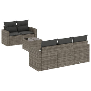 Set Divano da Giardino 6 pz con Cuscini Grigio in Polyrattan 3218690