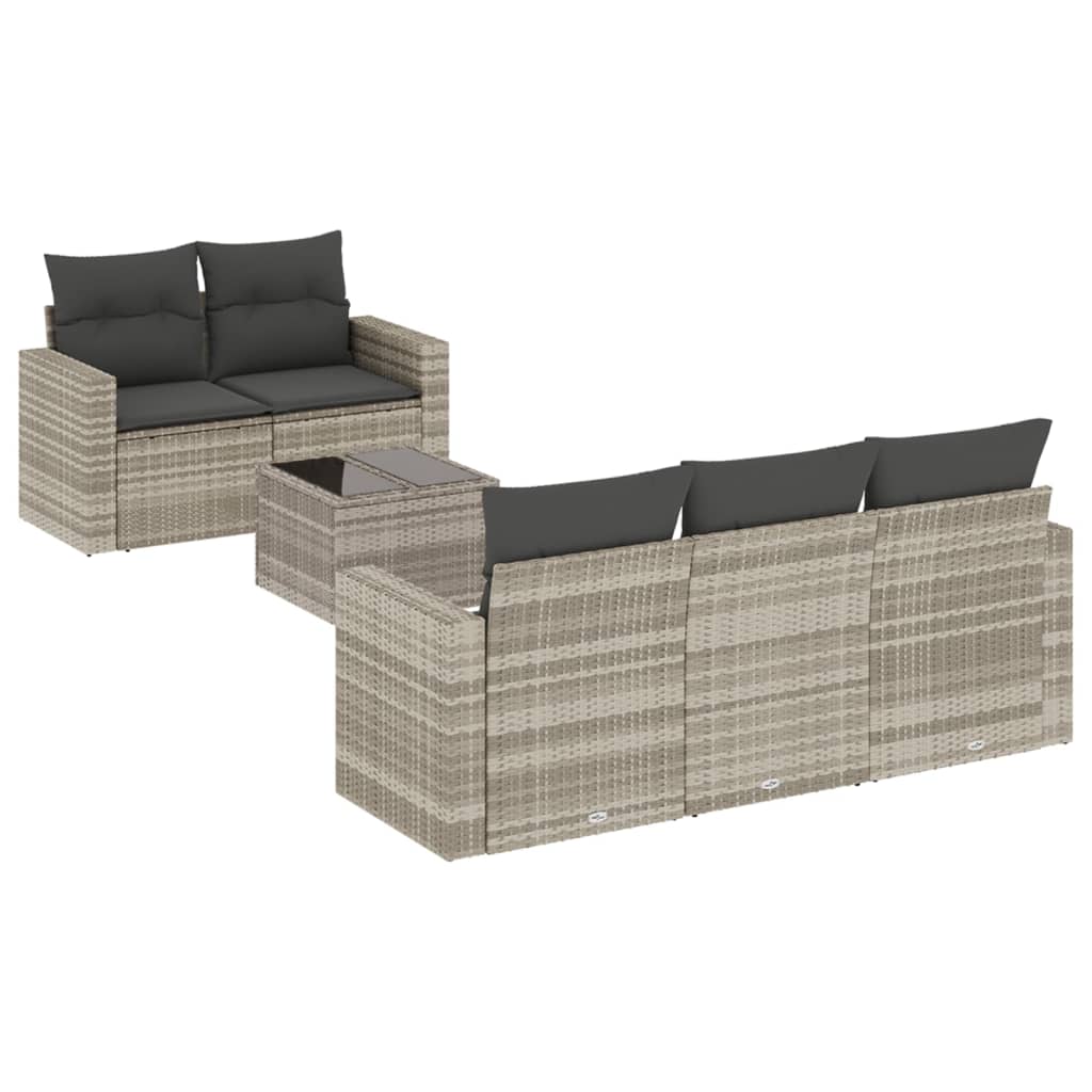 Set Divano da Giardino 6pz con Cuscini Grigio Chiaro Polyrattan 3218692