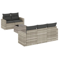 Set Divano da Giardino 6pz con Cuscini Grigio Chiaro Polyrattan 3218692