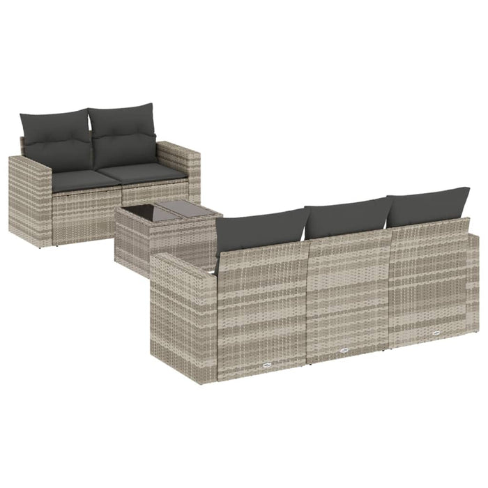 Set Divano da Giardino 6pz con Cuscini Grigio Chiaro Polyrattan 3218692