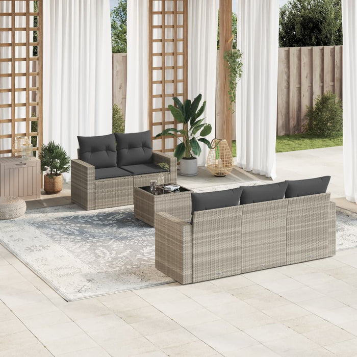 Set Divano da Giardino 6pz con Cuscini Grigio Chiaro Polyrattan 3218692