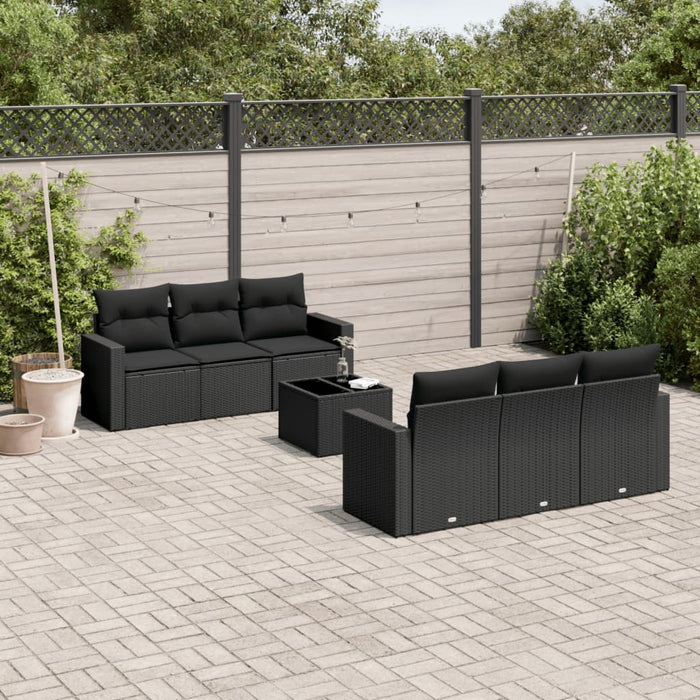 Set Divani da Giardino con Cuscini 7pz Nero Polyrattan 3218695