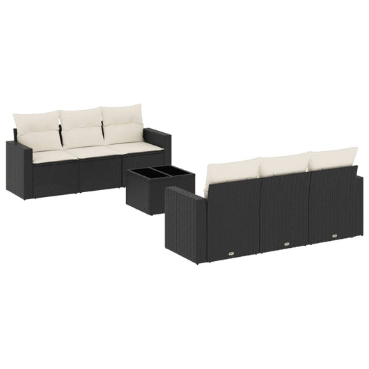 Set Divani da Giardino con Cuscini 7pz Nero Polyrattan 3218696