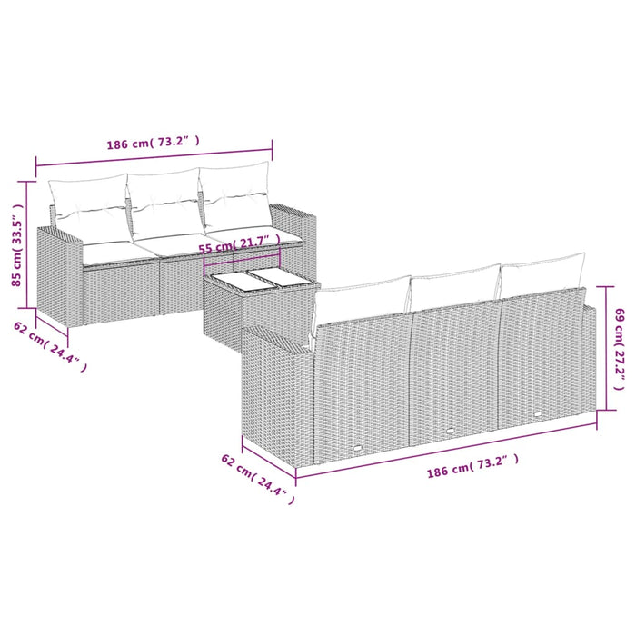 Set Divani da Giardino con Cuscini 7pz Nero Polyrattan 3218696