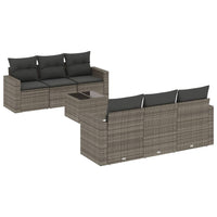 Set Divani da Giardino 7 pz con Cuscini Grigio in Polyrattan 3218700