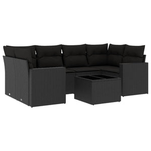 Set Divani da Giardino con Cuscini 7pz Nero Polyrattancod mxl 113358