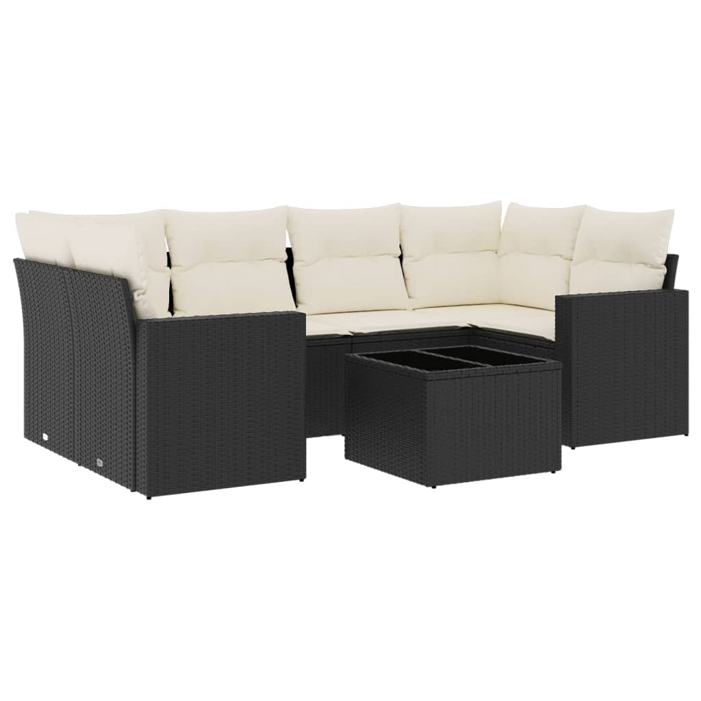 Set Divani da Giardino con Cuscini 7pz Nero Polyrattan 3218706