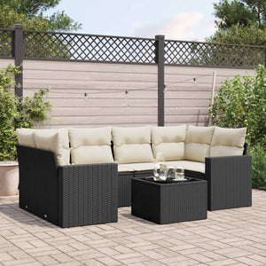 Set Divani da Giardino con Cuscini 7pz Nero Polyrattancod mxl 87484