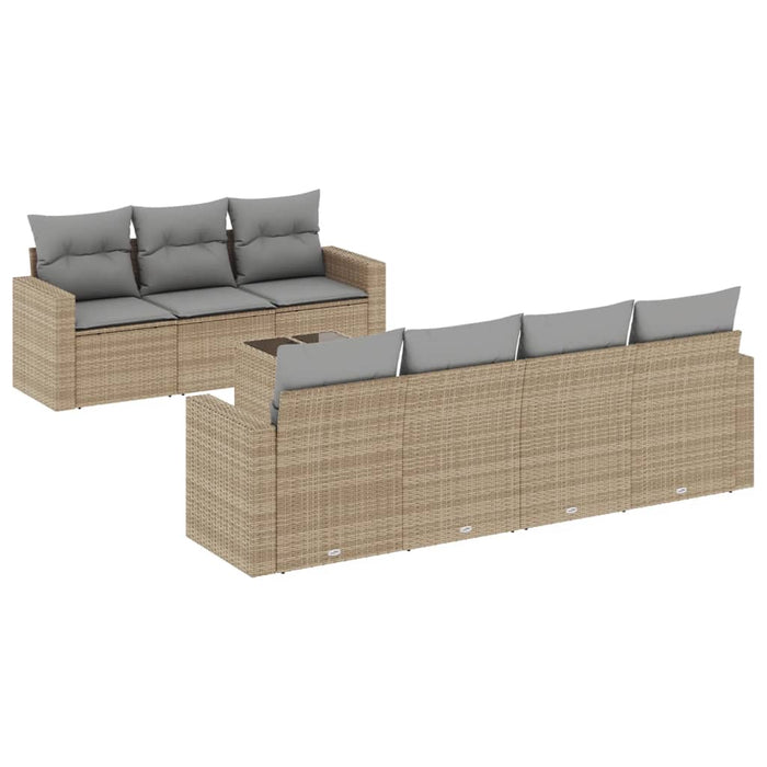 Set Divano da Giardino 8 pz con Cuscini Beige in Polyrattancod mxl 89525