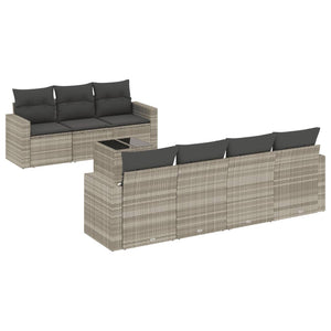 Set Divano da Giardino 8pz con Cuscini Grigio Chiaro Polyrattan 3218722