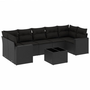 Set Divani da Giardino con Cuscini 8 pz Nero in Polyrattancod mxl 87485