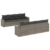 Set Divano da Giardino 9 pz con Cuscini Grigio in Polyrattan 3218740