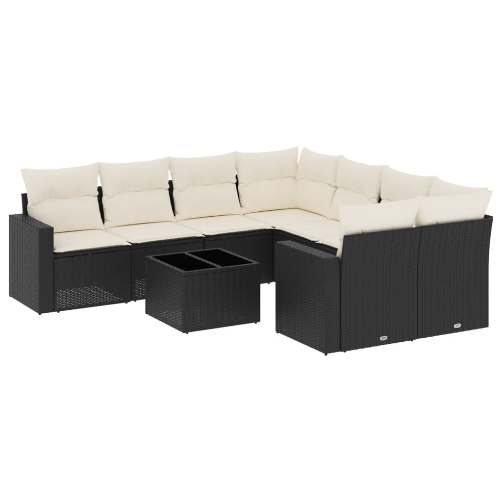 Set Divani da Giardino 9 pz con Cuscini Nero in Polyrattancod mxl 87541