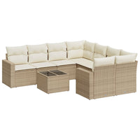 Set Divano da Giardino 9 pz con Cuscini Beige in Polyrattan 3218748