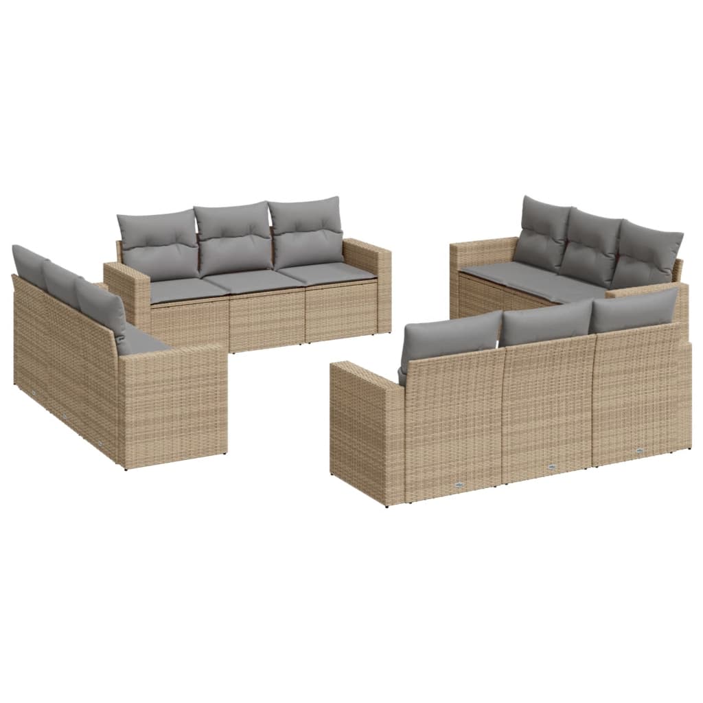 Set Divani da Giardino 12 pz con Cuscini Beige in Polyrattancod mxl 87538