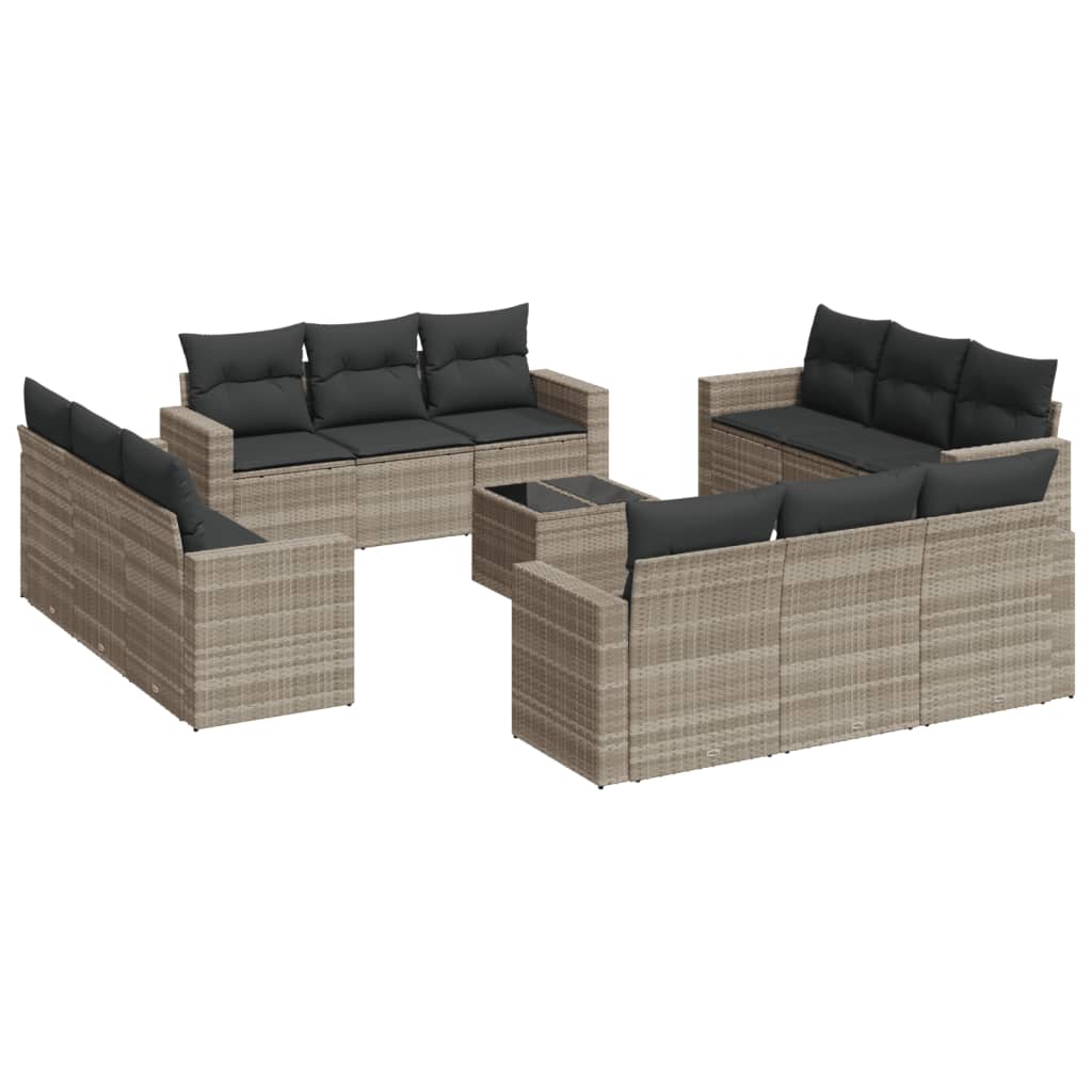 Set Divani Giardino 13 pz con Cuscini Grigio Chiaro Polyrattan 3218772