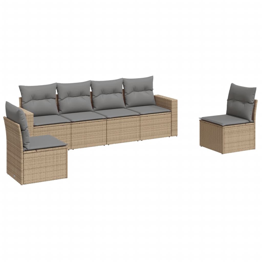 Set Divano da Giardino 6 pz con Cuscini Beige in Polyrattancod mxl 87526