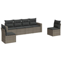 Set Divano da Giardino 6 pz con Cuscini Grigio in Polyrattan 3218800