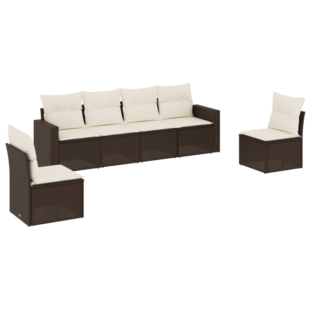 Set Divano da Giardino 6 pz con Cuscini Marrone in Polyrattancod mxl 113520