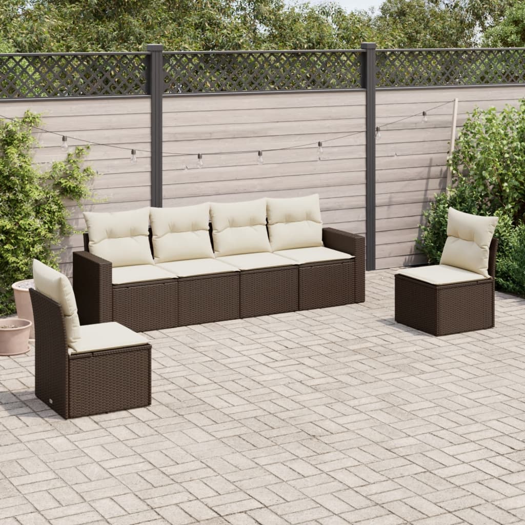 Set Divano da Giardino 6 pz con Cuscini Marrone in Polyrattancod mxl 113520