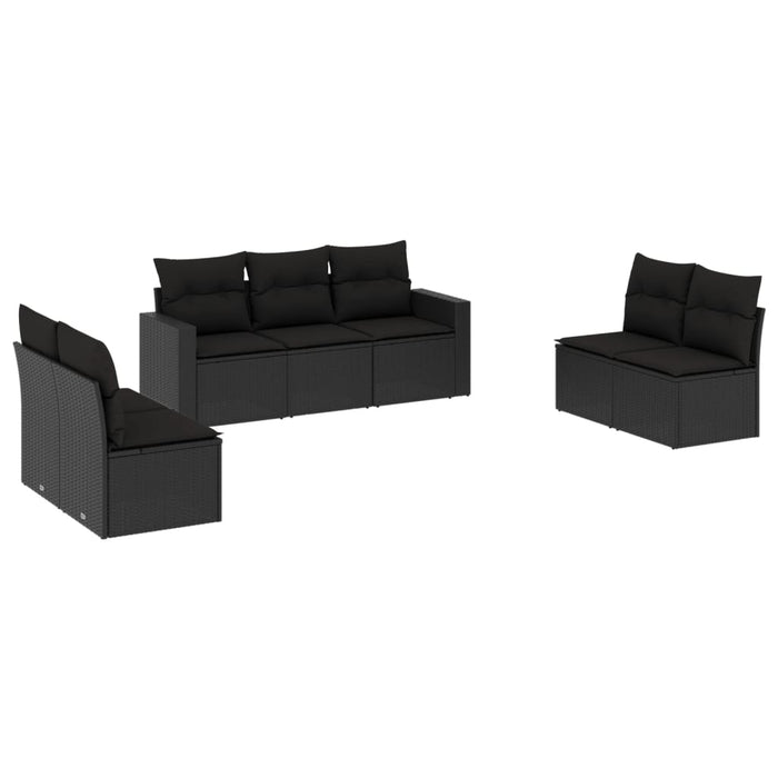 Set Divani da Giardino con Cuscini 7pz Nero Polyrattancod mxl 111535