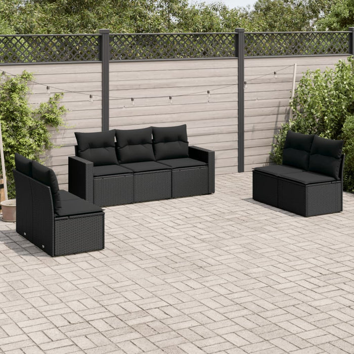 Set Divani da Giardino con Cuscini 7pz Nero Polyrattancod mxl 111535