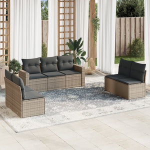 Set Divani da Giardino 7 pz con Cuscini Grigio in Polyrattan 3218820