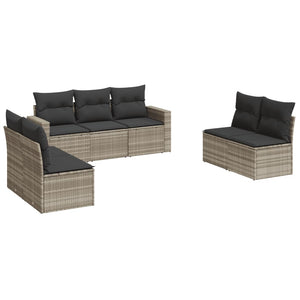 Set Divani da Giardino 7pz con Cuscini Grigio Chiaro Polyrattan 3218822