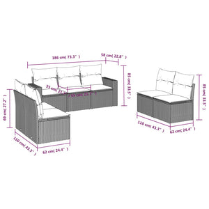 Set Divani da Giardino 7pz con Cuscini Grigio Chiaro Polyrattan 3218822