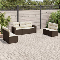 Set Divani da Giardino 7 pz con Cuscini Marrone in Polyrattan 3218823